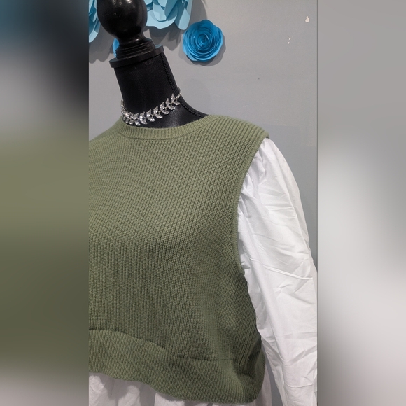 Eloquii Twofer Poplin Dress with Sweater - Picture 4 of 6